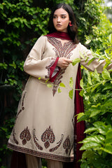 Jazmin Dhanak 3PC Embroidered Suit with Digital Printed Wool Shawl – ZC252