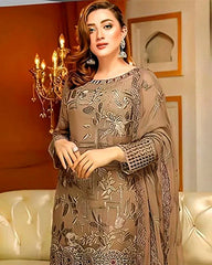 Linen 3PC Embroidered Ensemble – ZC824