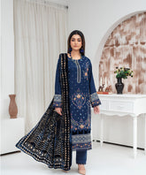CREATION Dhanak 3PC Chikankari Embroidered Shirt with Velvet Plachi Shawl – ZC2103