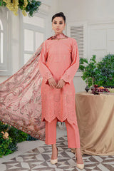 Safwa Floral 3PC Dhanak Embroidered Shirt with Digital Printed Shawl – ZC2003