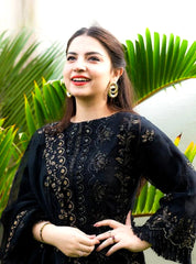 Lawn 3PC Embroidered Shirt with Organza Embroidered Dupatta SS - 5012