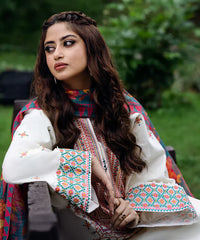 Sapphire Dhanak 3PC Embroidered Shirt with Printed Wool Shawl – ZC255