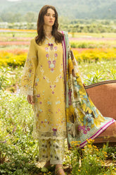 Mushq Embroidered Lawn 3pc with Silk Dupatta FS3309