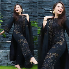 Lawn 3PC Embroidered Shirt with Organza Embroidered Dupatta SS - 5012