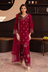 Dhanak 3PC Embroidered Shirt with Organza Embroidered Dupatta – ZC3370
