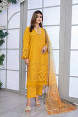 SAFWA FLORAL 3PC Dhanak Embroidered Shirt with Digital Printed Shawl – ZC2004