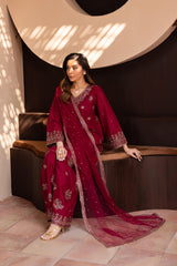 Dhanak 3PC Embroidered Shirt with Organza Embroidered Dupatta – ZC3370