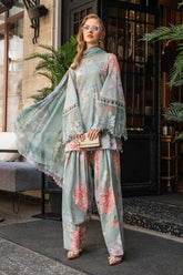 3PC Printed Lawn Zarri Shirt with Voile Printed Dupatta – ZC1520