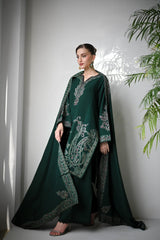 Dhanak 3PC Embroidered Shirt with Dhanak Embroidered Dupatta-3523