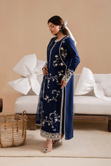 Dhanak 3PC Embroidered Shirt with Digital Printed Wool Shawl – ZC3367