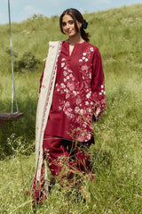 Zara Shahjahan 3PC Dhanak Embroidered Shirt with Digital Printed Shawl – ZC282
