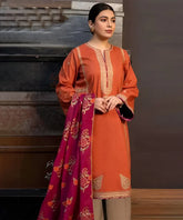 Zara Shahjahan 3PC Dhanak Embroidered Shirt with Digital Printed Shawl – ZC691
