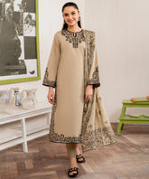 GRANEUT 3PC Dhanak Embroidered Shirt with Printed Dupatta – ZC680