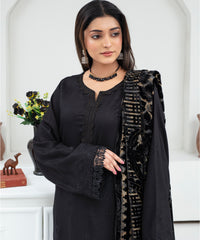 Dhanak 3PC Chikankari Embroidered Shirt with Luxurious Velvet Plachi Shawl – ZC2107