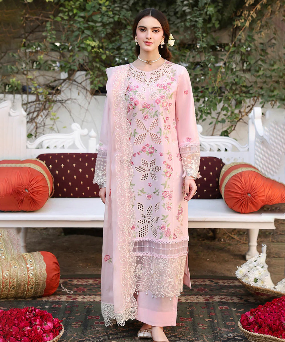 Lawn 3PC Embroidered Shirt with Organza Embroidered Dupatta – ZC1367