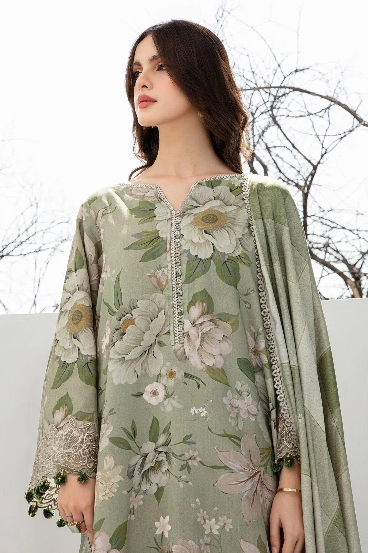 Baroque 3PC Karandi Printed Shirt with Karandi Printed Dupatta and Trouser – ZC801
