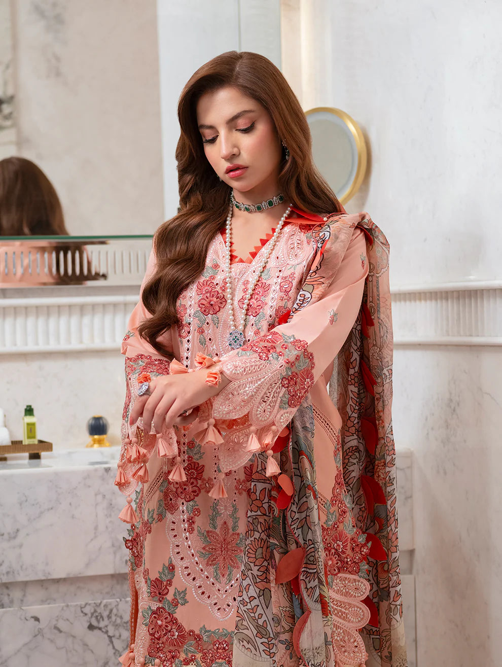 Embroidered Luxury Lawn Unstitched 3Pc Suit - FS300