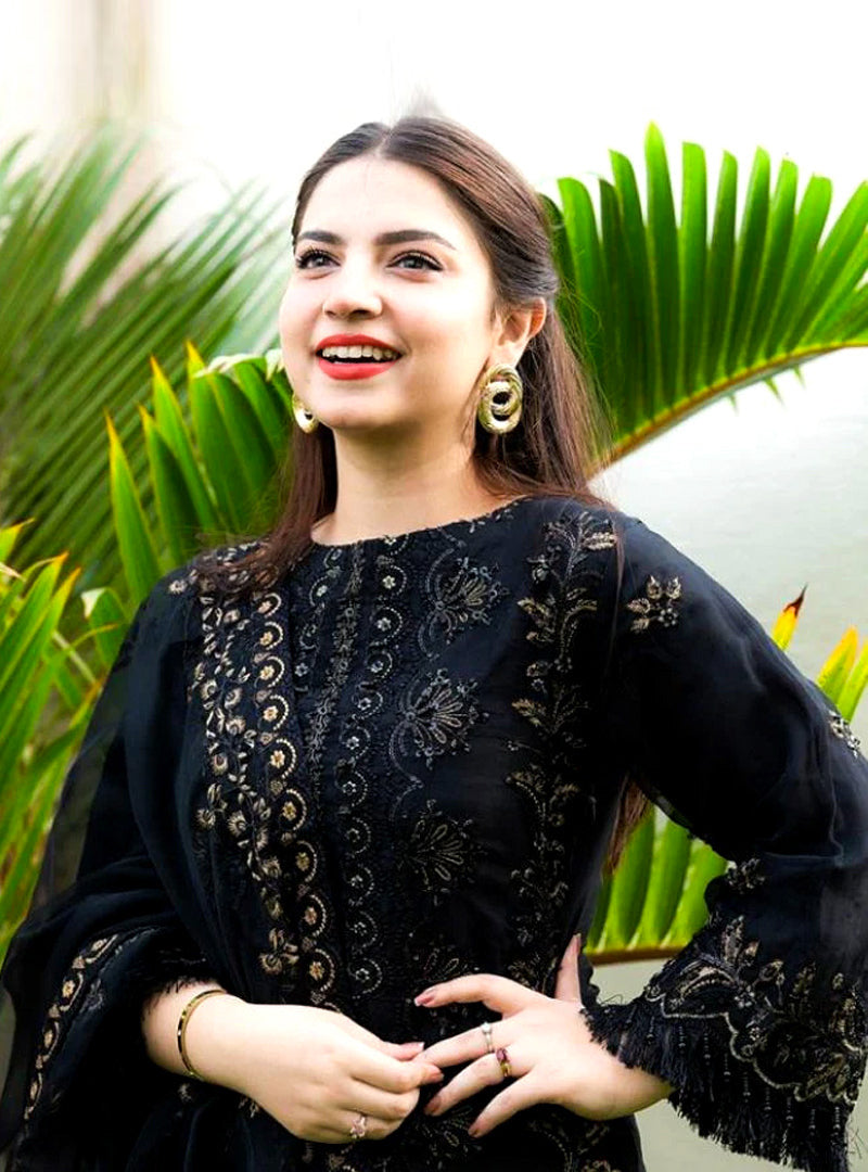 Lawn 3PC Embroidered Shirt with Organza Embroidered Dupatta SS - 5012