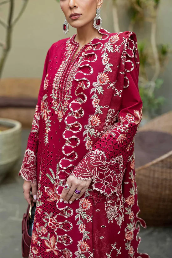 Royal Crimson 3PC Lawn Embroidered Suite - FS8787