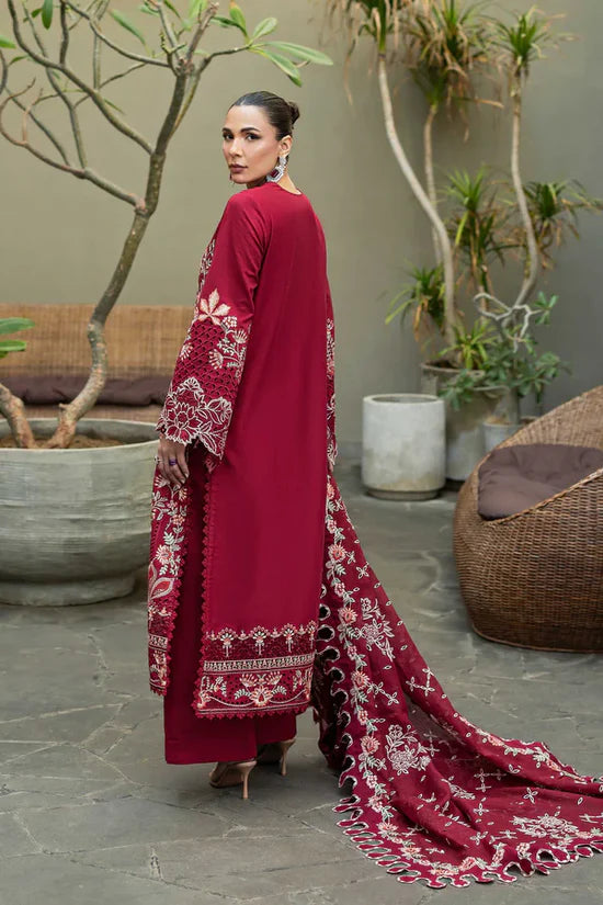 Royal Crimson 3PC Lawn Embroidered Suite - FS8787