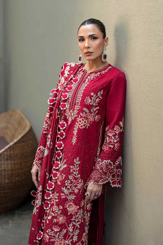 Royal Crimson 3PC Lawn Embroidered Suite - FS8787