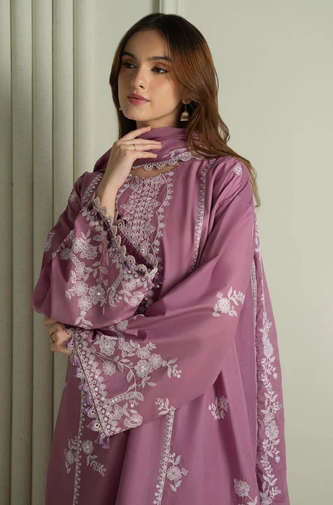 Dhanak 3PC Embroidered Shirt with Chiffon Embroidered Dupatta-3518