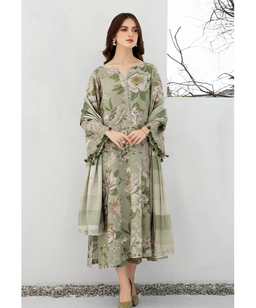 Baroque 3PC Karandi Printed Shirt with Karandi Printed Dupatta and Trouser – ZC801