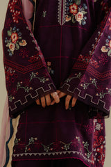 Lawn 3PC Embroidered Shirt with Digital Printed Jacquard Dupatta – ZC1406