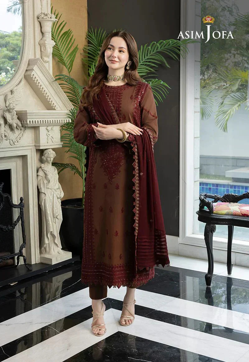 Asim Jofa Dhanak Luxe 3PC Embroidered Dress with Chiffon Dupatta – ZC128