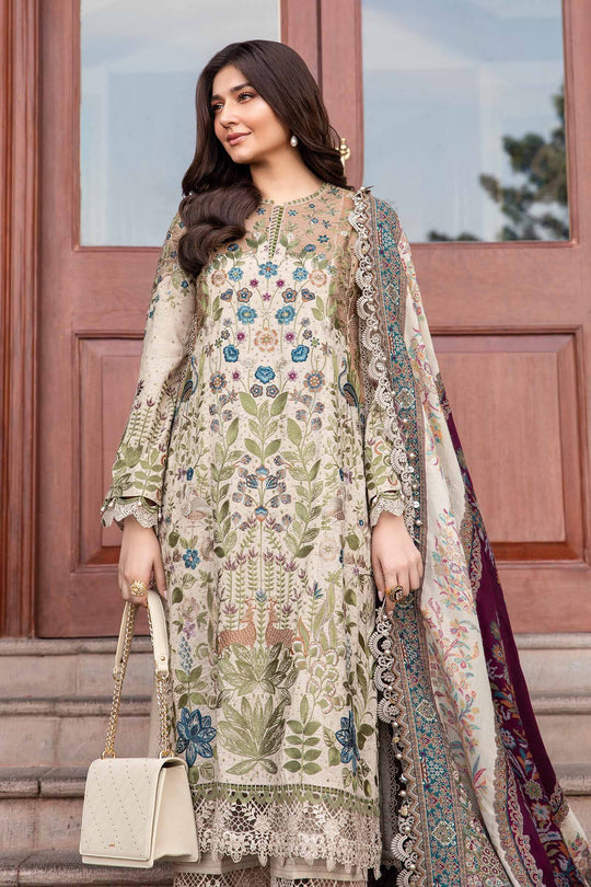 Dhanak-3PC Embroidered Shirt with Digital Printed Wool Shawl - 3391