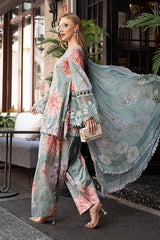 3PC Printed Lawn Zarri Shirt with Voile Printed Dupatta – ZC1520