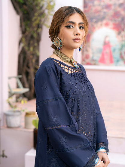 QALAMKAR 3PC Chikankari Dhanak Embroidered Suit with Digital Printed Wool Shawl – ZC118