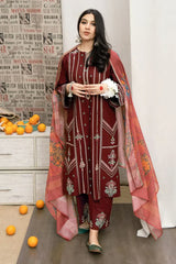 URGE Dhanak 3PC Embroidered Suit with Digital Printed Shawl – ZC169