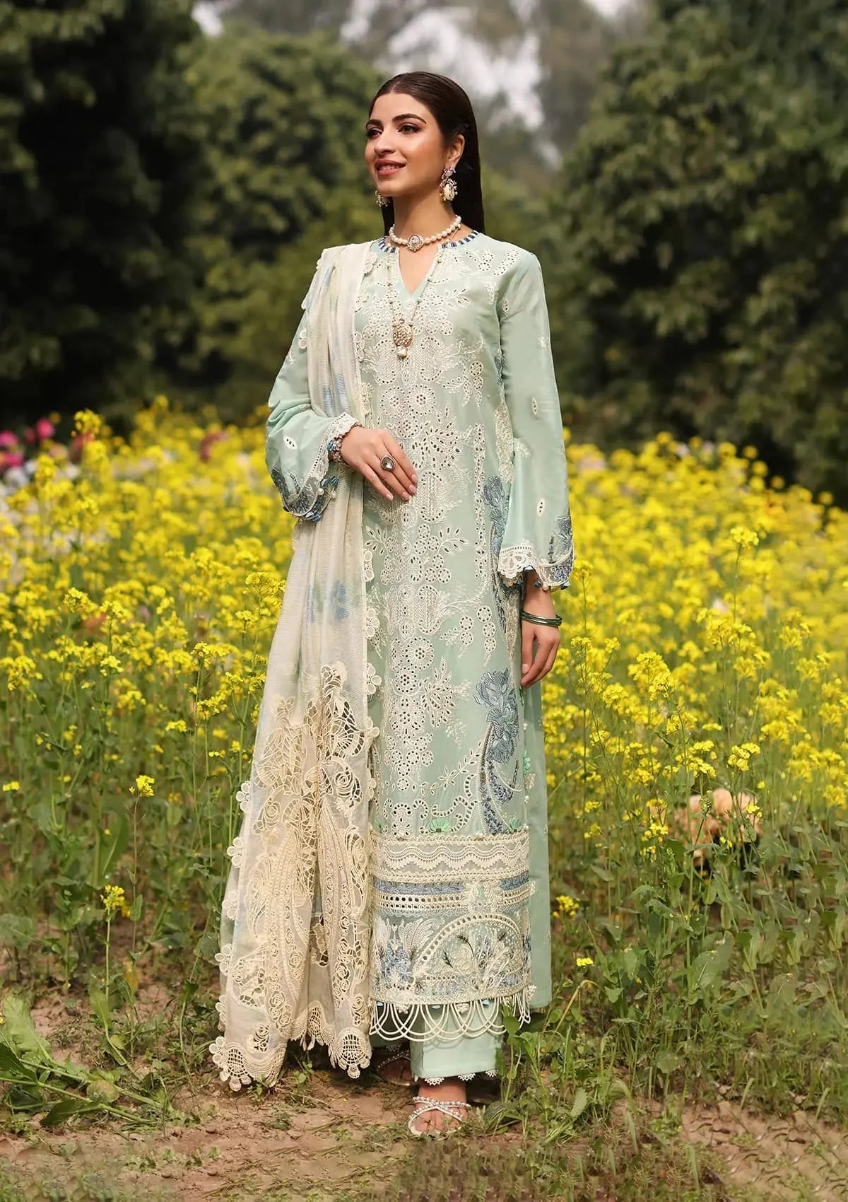 Kahf Festive Embroidered Luxury Lawn Unstitched 3Pc Suit - FS320