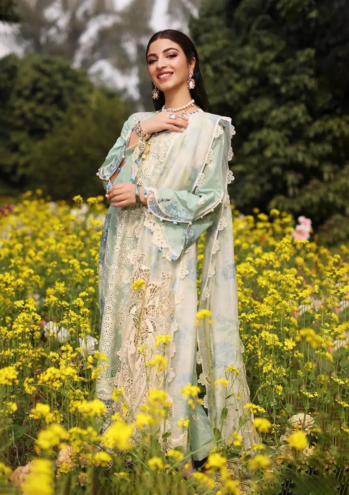 Kahf Festive Embroidered Luxury Lawn Unstitched 3Pc Suit - FS320