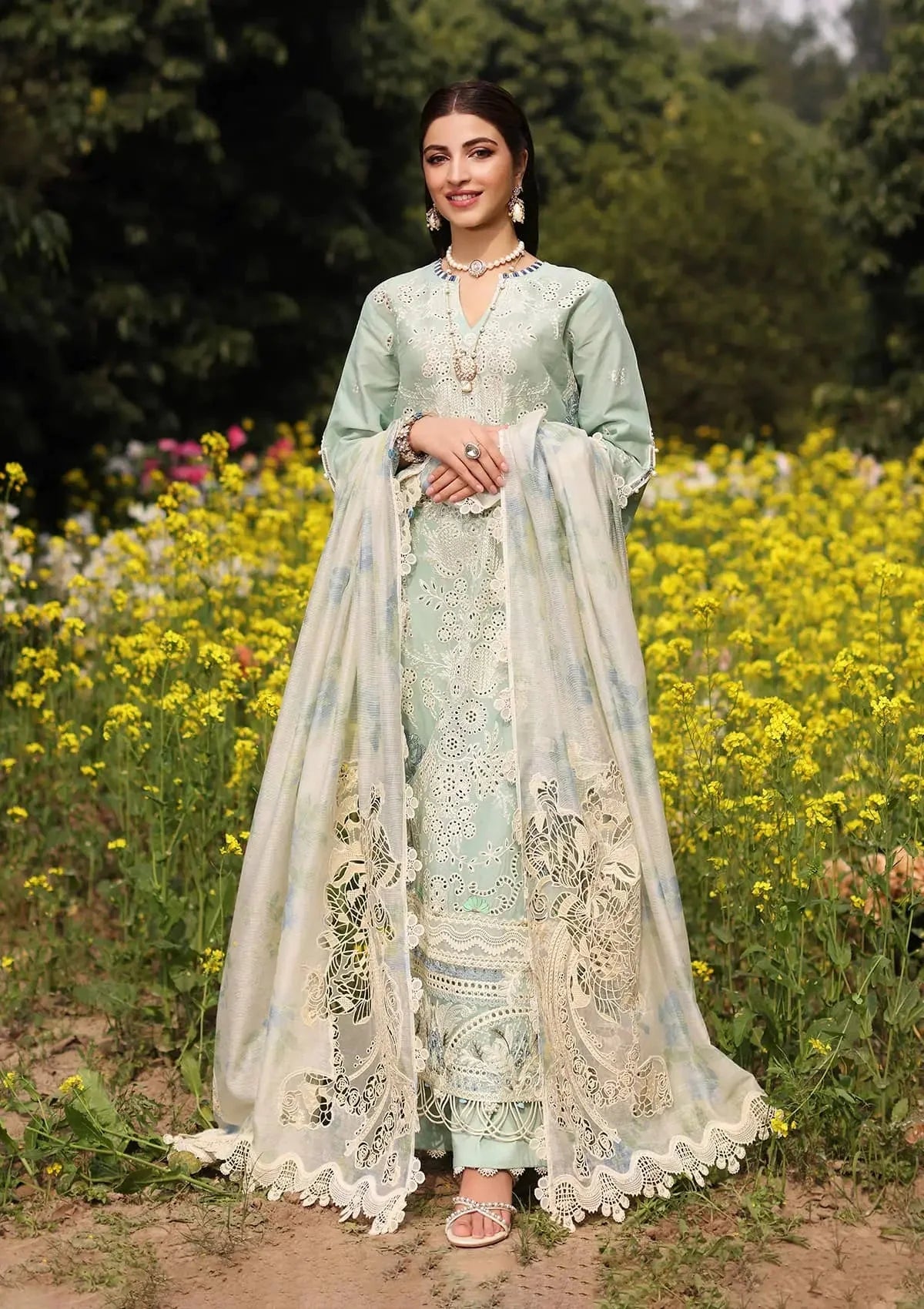 Kahf Festive Embroidered Luxury Lawn Unstitched 3Pc Suit - FS320