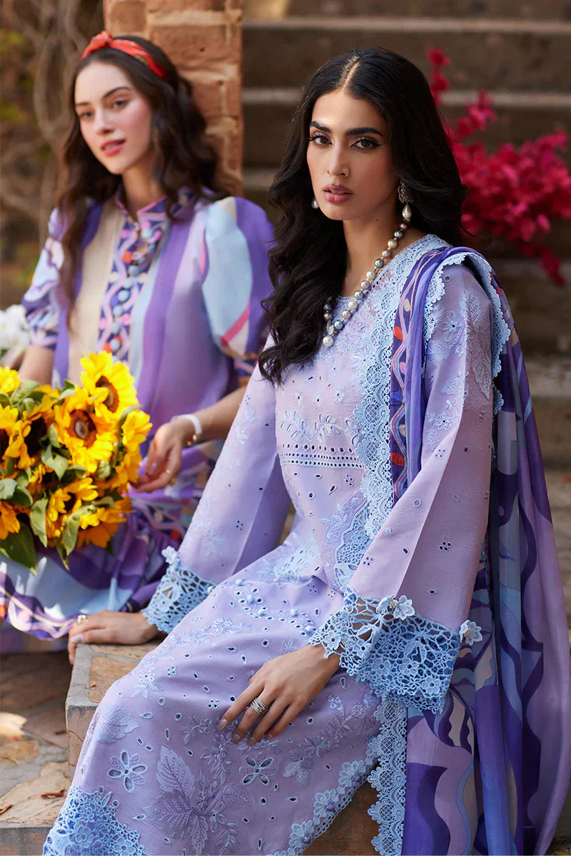 MUSHQ Dhanak 3PC Chikankari Embroidered Suit with Digital Printed Wool Shawl – ZC109