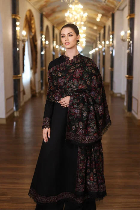 Dhanak 3PC Embroidered Shirt with Dhanak Embroidered Shawl – ZC189