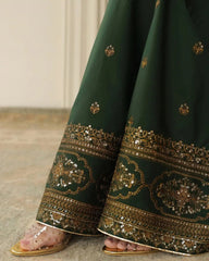 Dhanak-3PC Embroidered Shirt with Organza Sequence Embroidered Dupatta - 3444