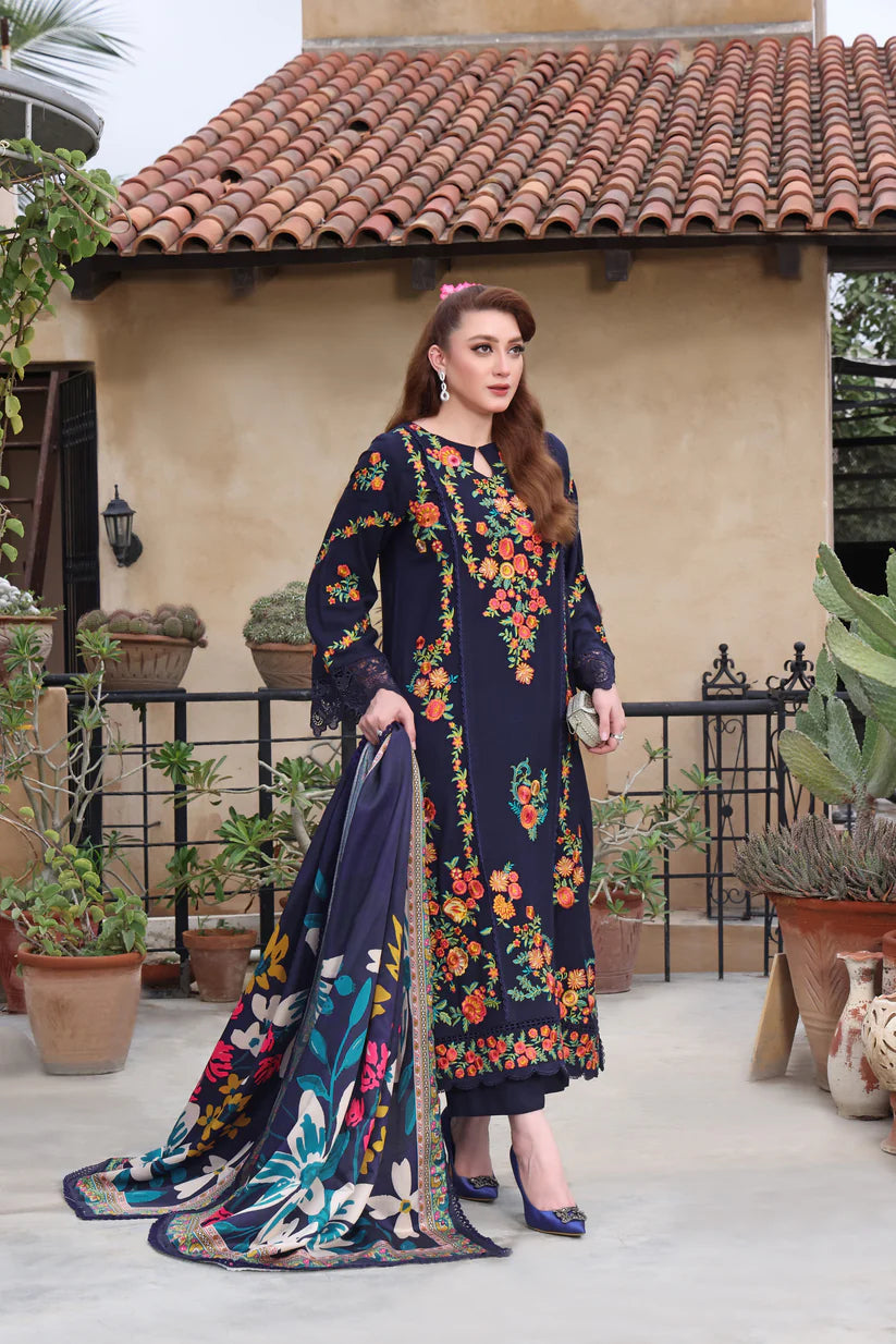 LAWN-3PC Embroidered Shirt with Digital Printed  Shawl - FS3098