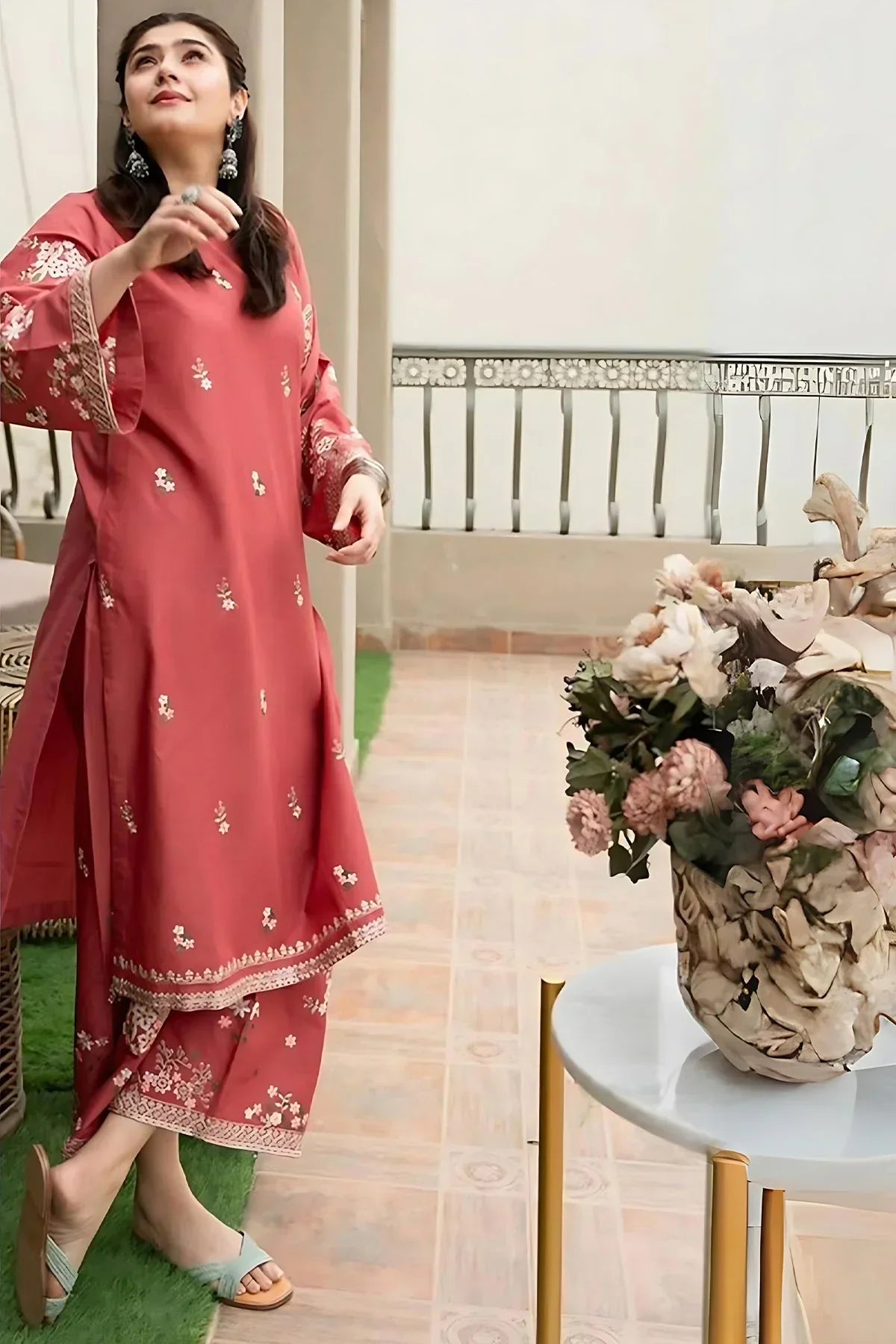 URGE 2PC Dhanak Embroidered Shirt & Trouser – ZC661