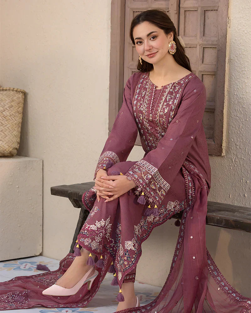 Lawn 3PC Embroidered Shirt with Chiffon Embroidered Dupatta – ZC1321