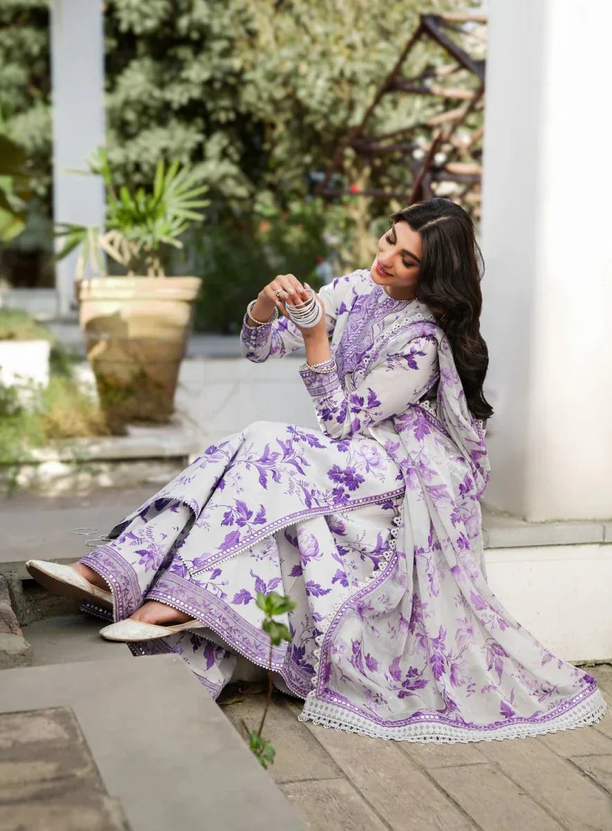 Karandi-3PC Embroidered Shirt with Karandi Printed Dupatta -1712