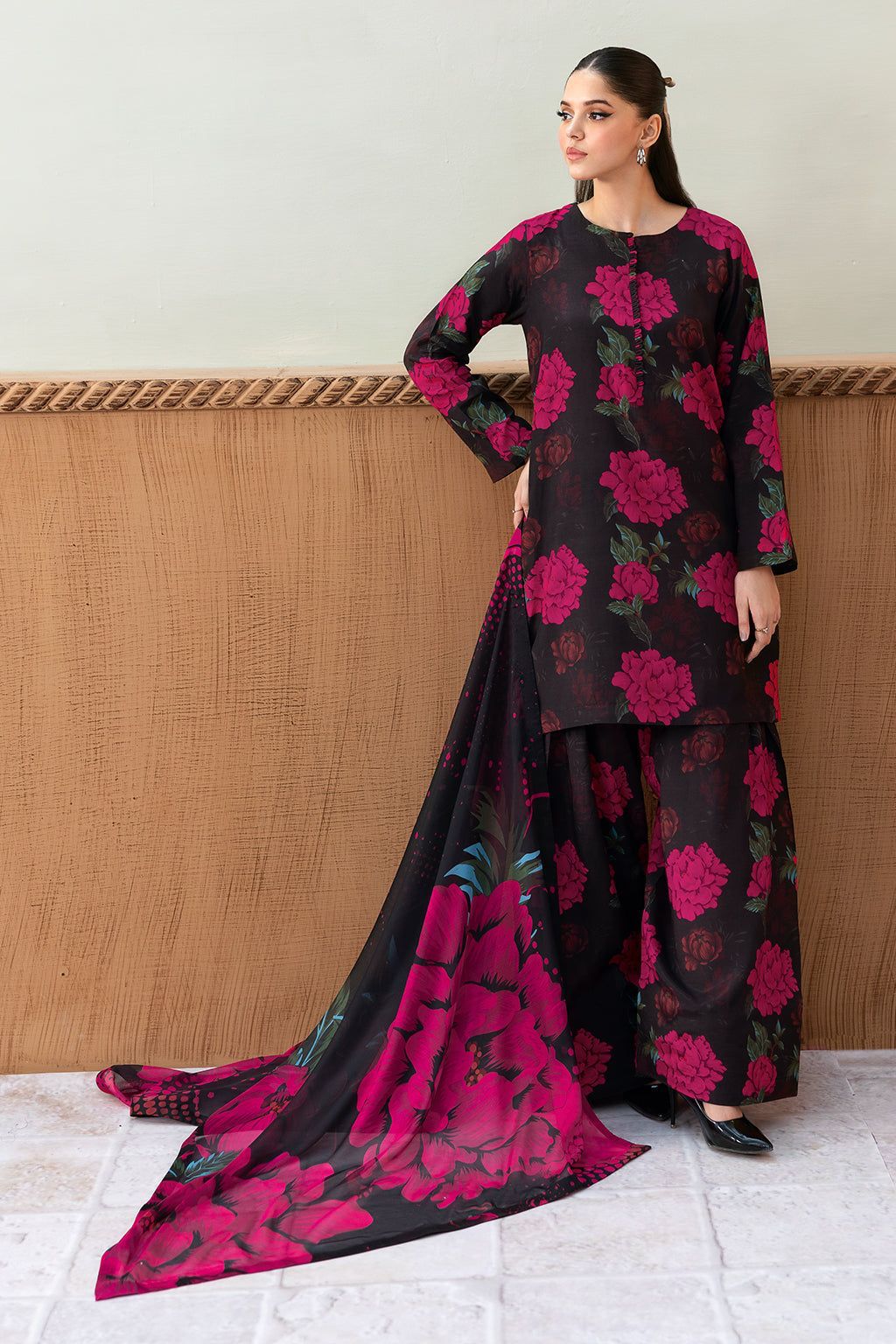 3PC KARANDI PRINTED SHIRT WITH KARANDI PRINTED DUAPTTA AND TROUSER -1711
