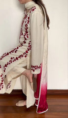 Dhanak-3PC Embroidered Shirt with Chiffon Tie and Dye Dupatta - 3509