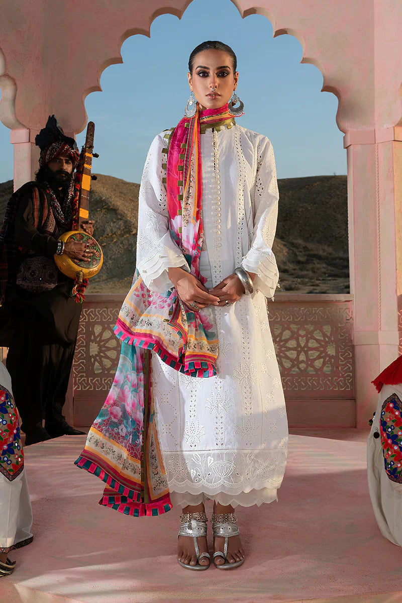 Warda Saleem Dhanak 3PC Chikankari Embroidered Shirt with Digital Printed Wool Shawl – ZC104