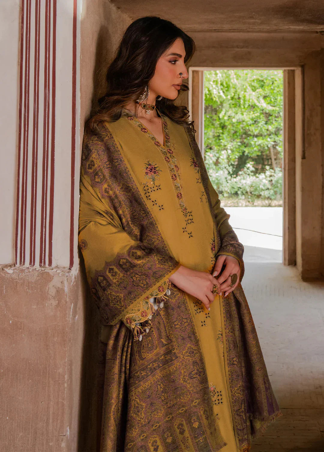 Lawn-3PC Chikankari Embroidered With Digital Printed Jacquard Dupatta-SS5044