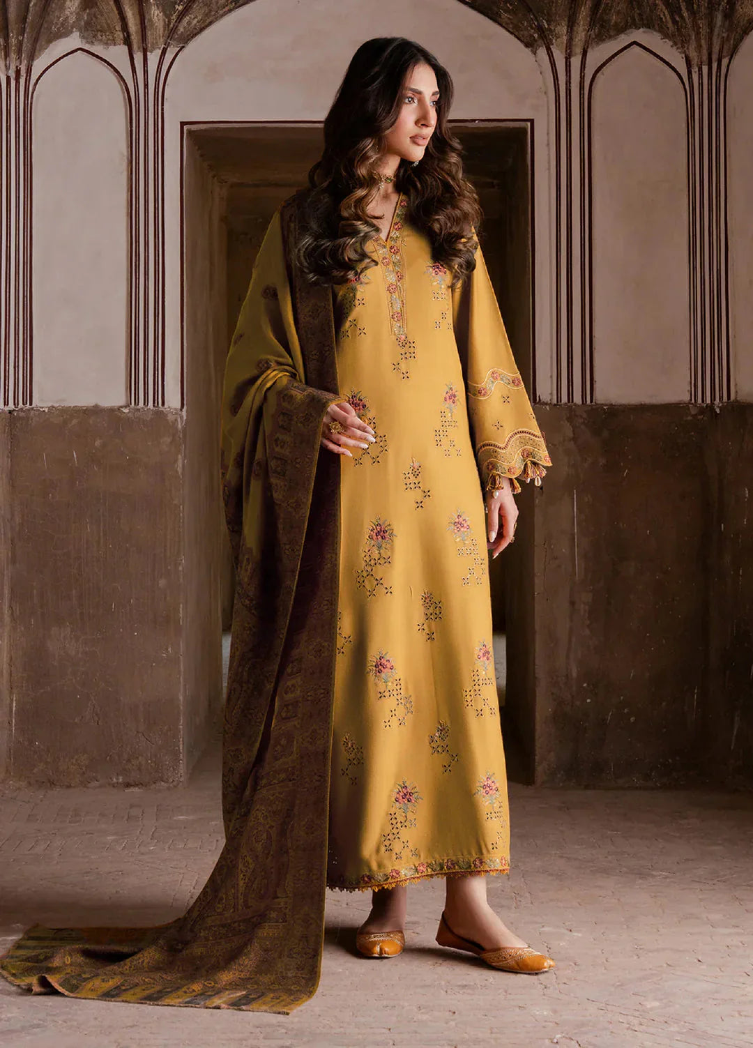 Lawn-3PC Chikankari Embroidered With Digital Printed Jacquard Dupatta-SS5044