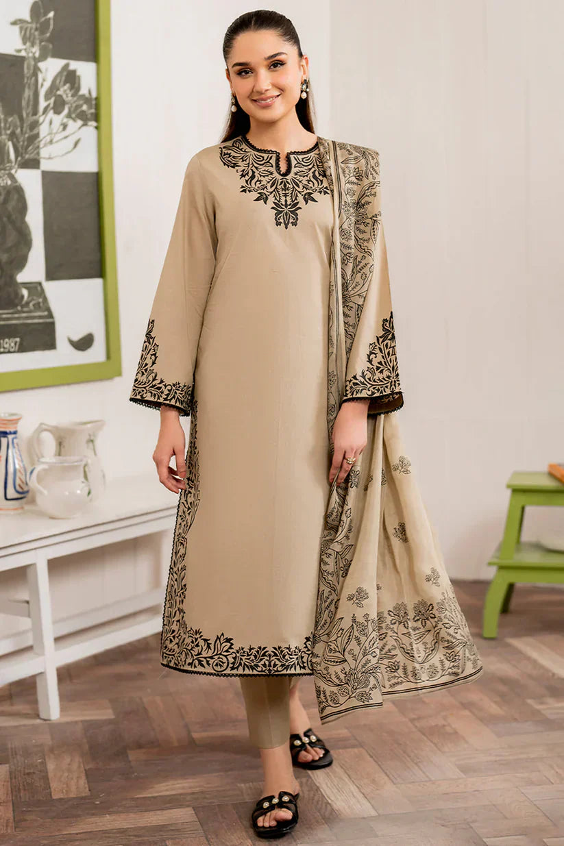 GRANEUT 3PC Dhanak Embroidered Shirt with Printed Dupatta – ZC680