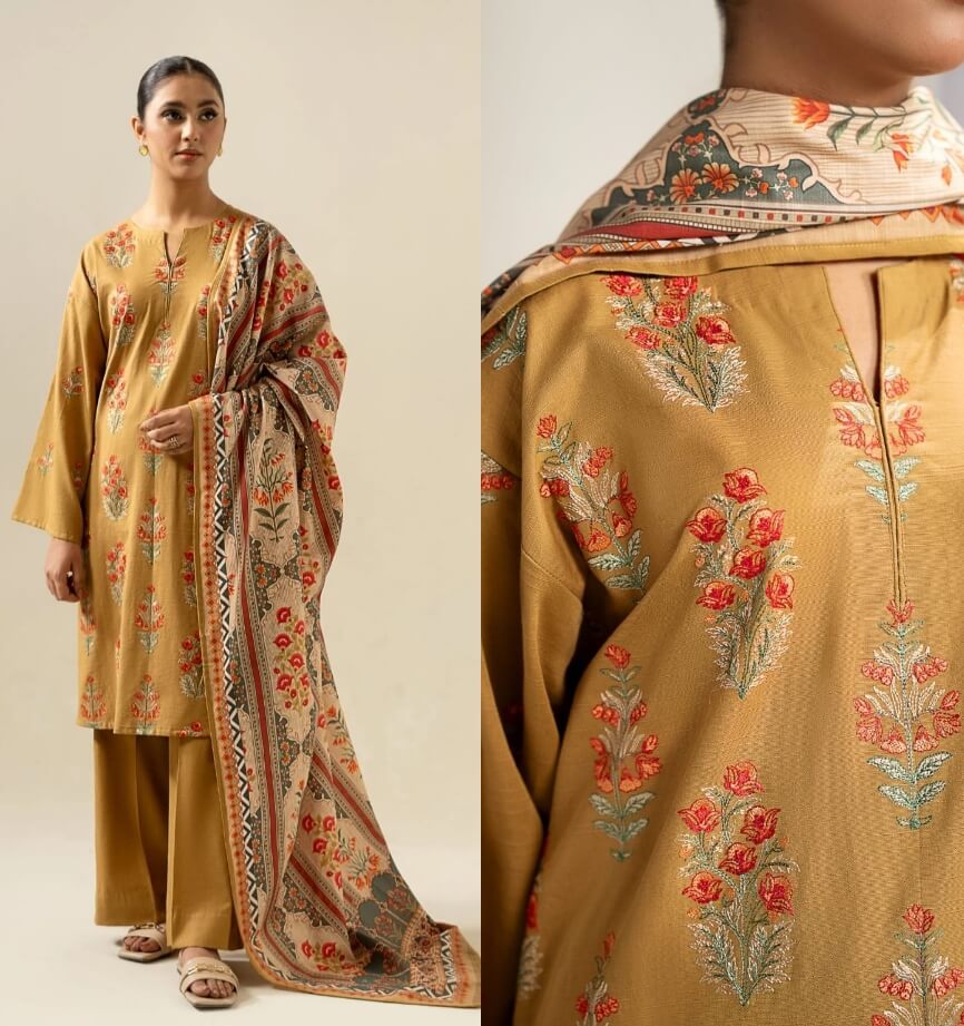 Sapphire Lawn 3PC Embroidered with Digital Printed Dupatta – ZC1188